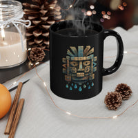 Tlaloc Ancient Rain Mask Glyph Black Mug