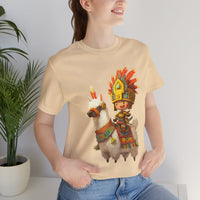 Cute Chibi Inca Warrior and Llama Cartoon Unisex T-Shirt