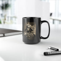 Vintage Inca Warrior Sepia Portrait Black Mug
