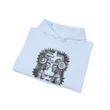 Mirrored Aztec Warriors in Glyph Style Unisex Hoodie