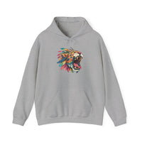 Comic Style Jaguar Mask with Rainbow Feathers Unisex Hoodie