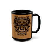 Aztec-Inspired Tlaloc God Tribe Graphic Black Mug