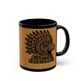 Aztec Eagle Pyramid Emblem Black Mug