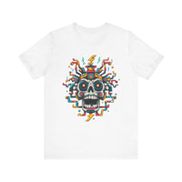 Funny Aztec Skull with Neon Circuits Unisex T-Shirt