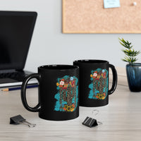 Wild Desert Bloom Cactus Illustration Black Mug