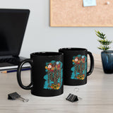Wild Desert Bloom Cactus Illustration Black Mug