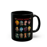 Aztec Gods Chibi Characters Pantheon Black Mug