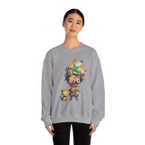 Aztec Chibi Girl with Jaguar Cub Warrior Culture Unisex Sweatshirt