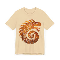 Spiral Quetzalcoatl Feathered Serpent Glyph Style Unisex T-Shirt