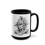 Jaguar Warrior Ink Drawing Black Mug