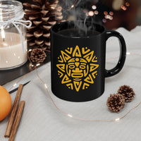 Mesoamerican Sun Face Black Mug
