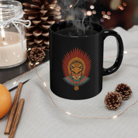 Aztec Warrior Priestess in Eagle Headdress Black Mug