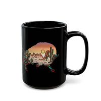 Aztec Buffalo Desert Sunset Silhouette Black Mug
