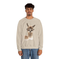 Cute Alpaca With Glasses Watercolor Illustration Unisex Sweatshirt