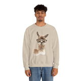 Cute Alpaca With Glasses Watercolor Illustration Unisex Sweatshirt