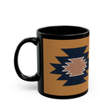 Minimal Southwest Tribal Rug Pattern Illustration Black Mug