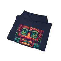 Neon Aztec Mask God Illustration Unisex Hoodie
