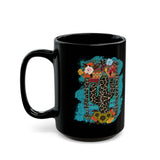 Wild Desert Bloom Cactus Illustration Black Mug