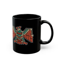 Aztec Solar Eagle Emblem Illustration Black Mug
