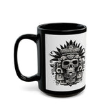 Ah Puch Death God Petroglyph Skull Black Mug