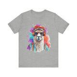 Hippie Llama in Sunglasses Watercolor Style Unisex T-Shirt