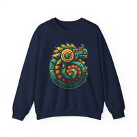 Colorful Quetzalcoatl Sun Serpent Glyph Style Unisex Sweatshirt