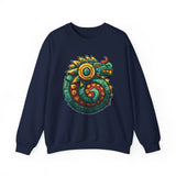 Colorful Quetzalcoatl Sun Serpent Glyph Style Unisex Sweatshirt