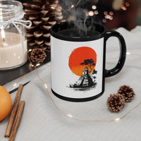 Tikal Sunset Temple Minimalist Art Black Mug