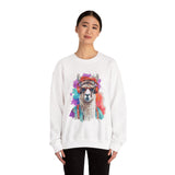 Hippie Llama in Sunglasses Watercolor Style Unisex Sweatshirt