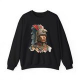 Inca Warrior Watercolor Art and Tribal Pattern Unisex Sweatshirt