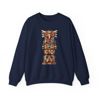Stacked Tribal Totem Symbols Geometric Faces Unisex Sweatshirt