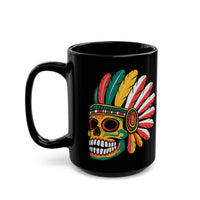 Aztec Feathered Skull Fiesta Illustration Black Mug