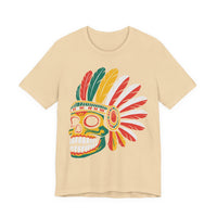 Aztec Feathered Skull Fiesta Illustration Unisex T-Shirt