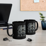 Obsidian Blade Warriors Aztec Glyph Style Black Mug