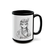 Inca Warrior Girl Fierce Heritage Ink Art Black Mug