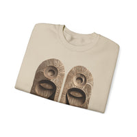 Wooden Andean Duality Totem Faces Tribal Symbol Unisex Sweatshirt