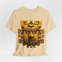 Ancient Andean Warrior Mask Golden Glyph Style Unisex T-Shirt