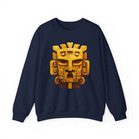Golden Warrior Mask Andean Glyph Style Unisex Sweatshirt