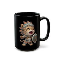 Fierce Chibi Jaguar Warrior Mayan Style Black Mug