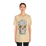Neon Circuit Aztec Skull Cartoon Style Unisex T-Shirt