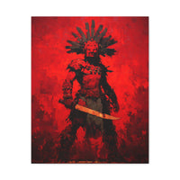 Aztec Macuahuitl Warrior in Red Canvas