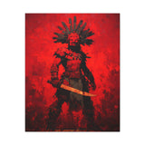 Aztec Macuahuitl Warrior in Red Canvas