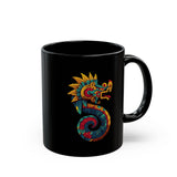 Aztec Serpent God Quetzalcoatl Modern Tribal Style Black Mug