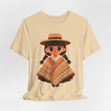Cartoon Girl in Traditional Poncho Peru Unisex T-Shirt