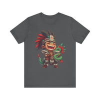 Chibi Aztec Warrior with Baby Quetzalcoatl Serpent Unisex T-Shirt