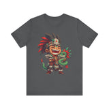Chibi Aztec Warrior with Baby Quetzalcoatl Serpent Unisex T-Shirt