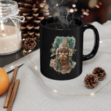 Maya Warrior Watercolor Portrait Black Mug