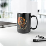 Aztec Samurai Wave Style Black Mug 11oz