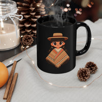 Cartoon Girl in Traditional Poncho Peru Black Mug