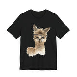 Cute Alpaca With Glasses Watercolor Illustration Unisex T-Shirt